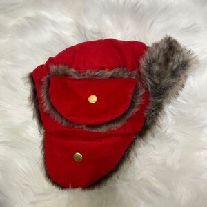 Boots & Barkley Tipped Faux Fur Trim Stocking Dog Hat XL NEW RED GREY Ear Flap